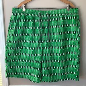Thomas Dean Green Pattern Swim Shorts Sz XXL